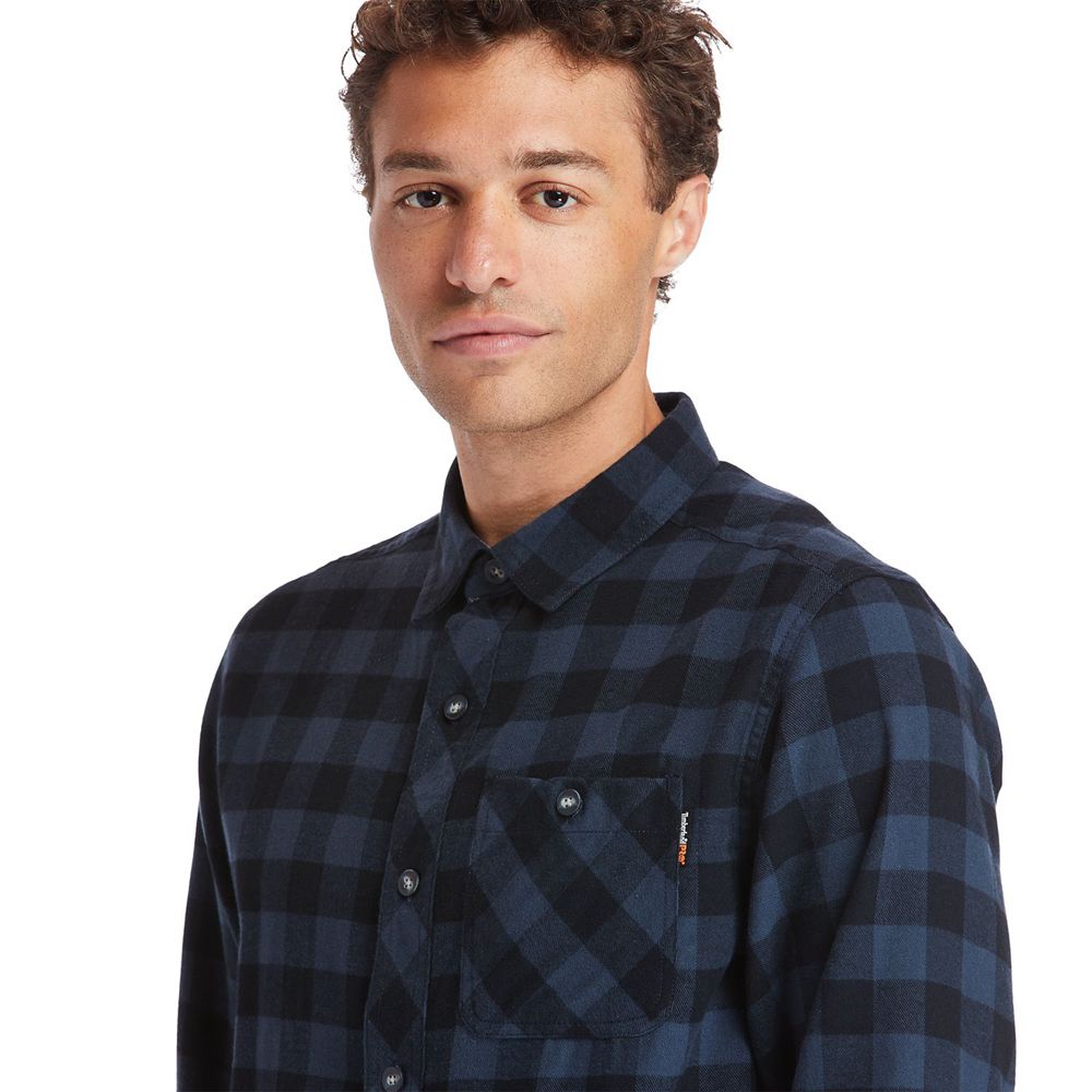 Camisa Timberland Hombre Pro® Woodfort Midweight Flannel Work Azul Marino - Chile SAO-839152